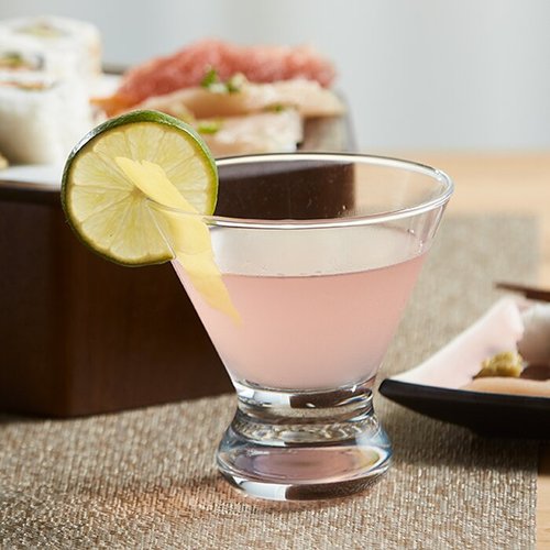 Wholesale stemless cocktail glass dessert cup clear flared shaped footed whisky glass