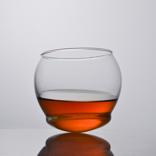 Customized unique shaped round tumbler glass rolling base drinking glassware barware whisky glass