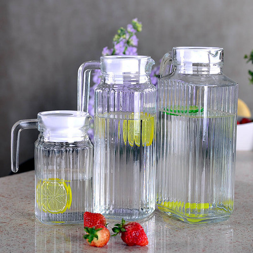 0.5L glass water jugs with plastic lid glass pitcher milk juice jug