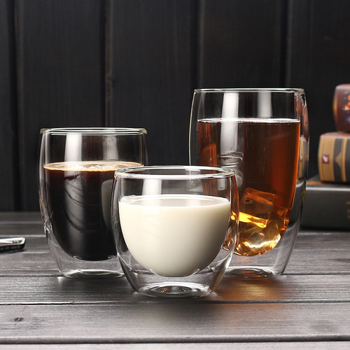 Custom logo insulated cappuccino coffee cups and mugs high borosilicate double wall glass(1)